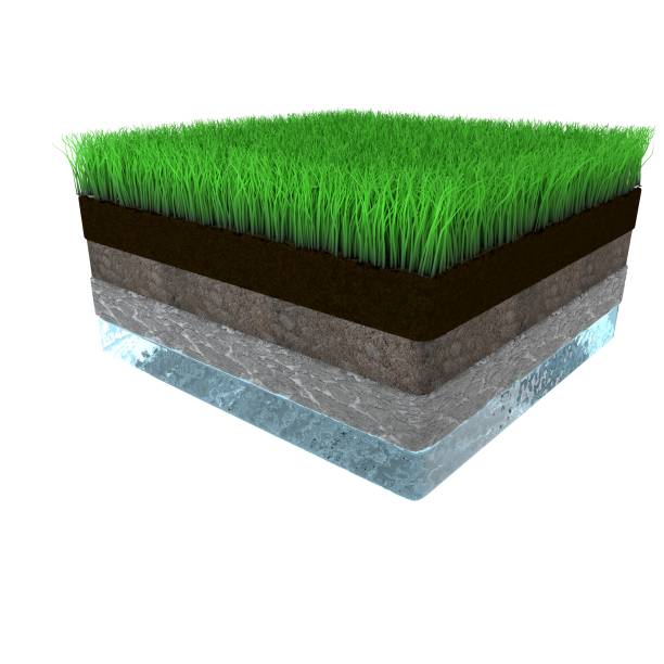 Soil layers. Five cross section soil layers. 3D illustration isolated on light background Soil layers. Five cross section soil layers. 3D illustration isolated on light background bedrock stock pictures, royalty-free photos & images