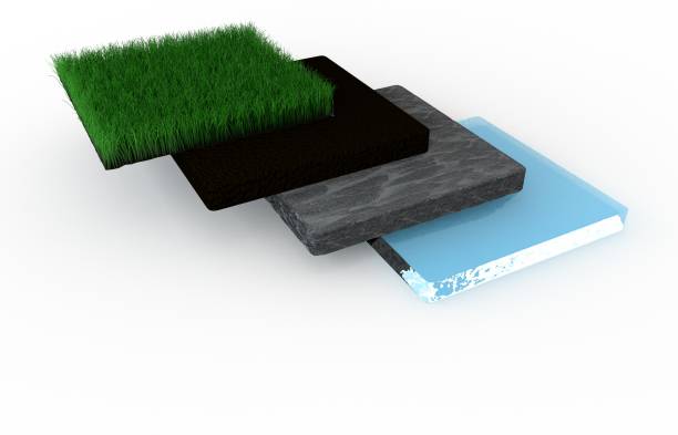 istock Soil layers. Four cross section soil layers. 3D illustration isolated on light background 1010526444