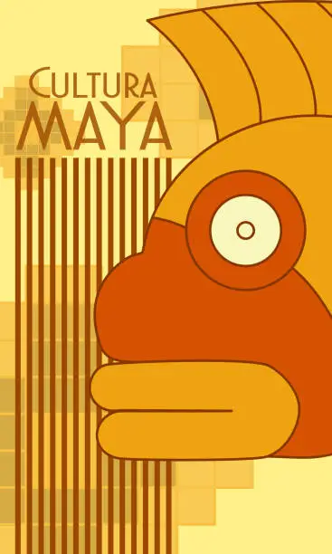 Vector illustration of Cultura Maya postcard