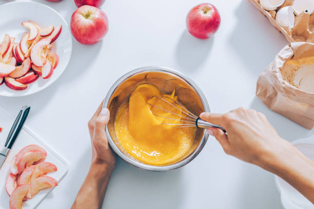 istock Process of cooking apple pie, top view 1010526658