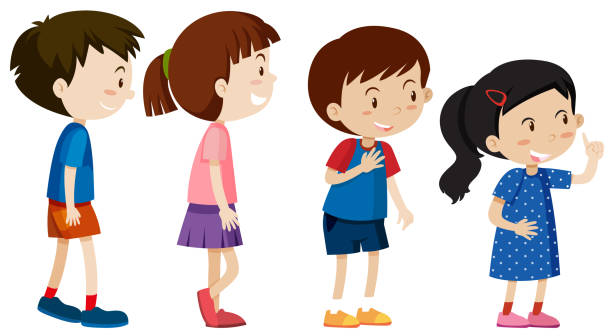 A Set Of Children Line Up Stock Illustration - Download Image Now - Child,  Waiting In Line, Boys - iStock