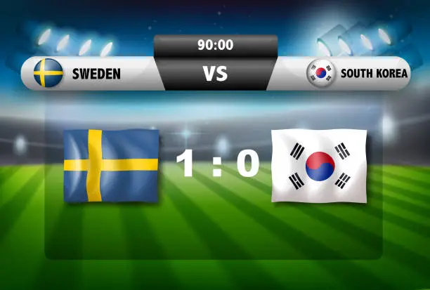 Vector illustration of A scoreboard Sweden VS South Korea