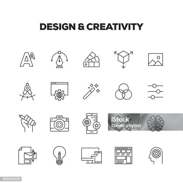 Design And Creativity Line Icons Set Stock Illustration - Download Image Now - Icon Symbol, Design, Creativity
