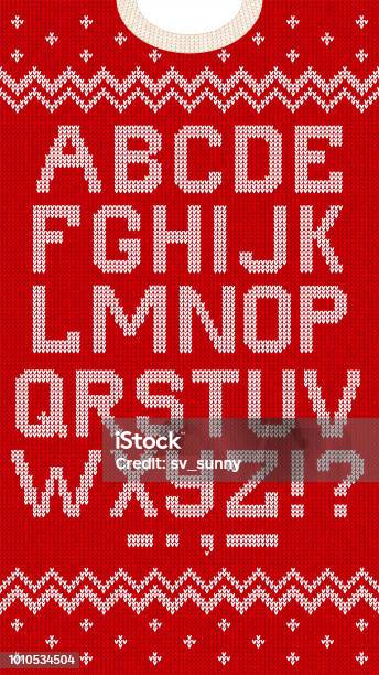 Volkstümliche Weihnachten Schriftart Skandinavischen Stil Gestrickte Buchstaben Alphabet Nahtlose Muster Stock Vektor Art und mehr Bilder von Weihnachten