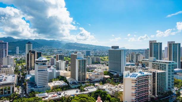 Cityscape of Waikiki, Honolulu, Oahu Island, Hawaii Cityscape of Waikiki, Honolulu, Oahu Island, Hawaii honolulu stock pictures, royalty-free photos & images
