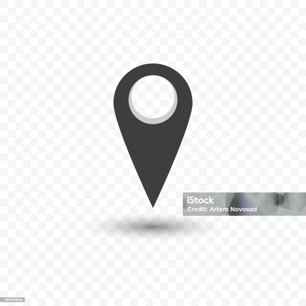 Icon of geolocation with a transparent shadow. Vector illustration on a transparent background. Icon of geolocation with a transparent shadow. Vector illustration on a transparent background Map Pin Icon stock vector