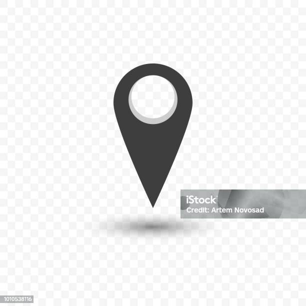 Icon Of Geolocation With A Transparent Shadow Vector Illustration On A Transparent Background Stock Illustration - Download Image Now