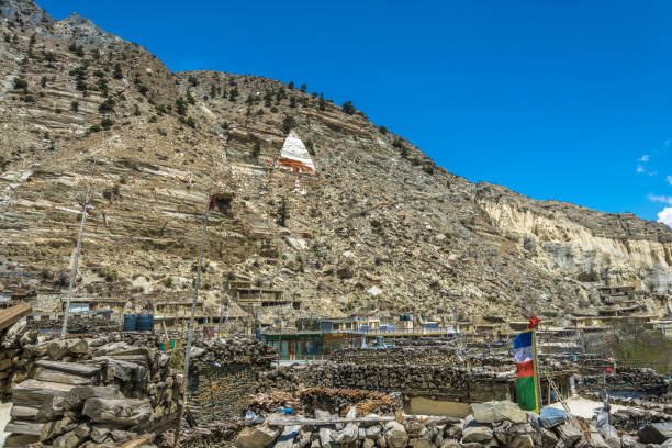 marpha, 네팔의 산악 마을 풍경입니다. - 15824 뉴스 사진 이미지