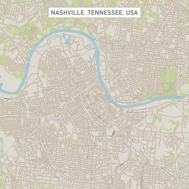 illustrations, cliparts, dessins animés et icônes de carte de rue de la ville de nashville tennessee états-unis - tennessee map nashville usa