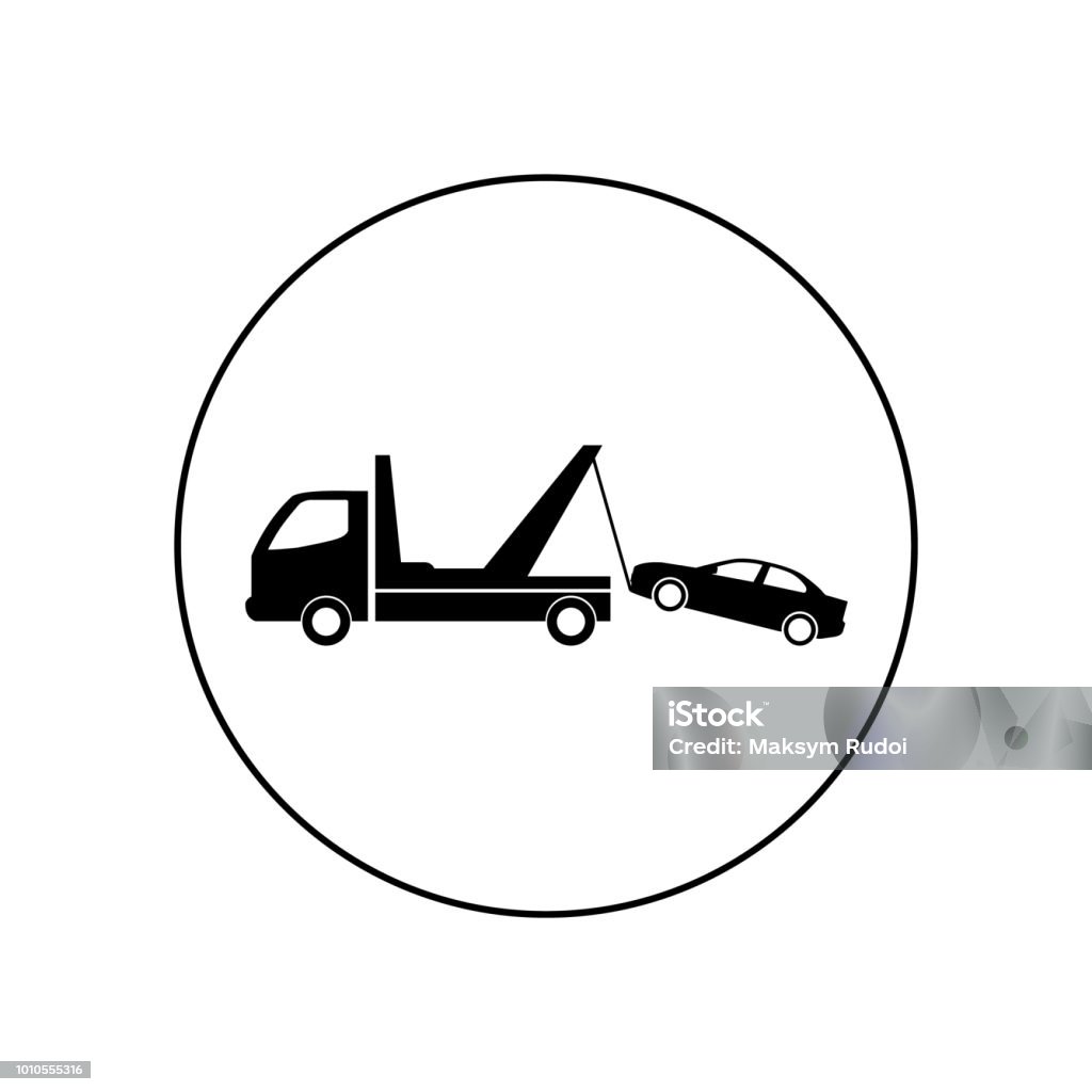 Tow Truck vector icon Towing stock vector