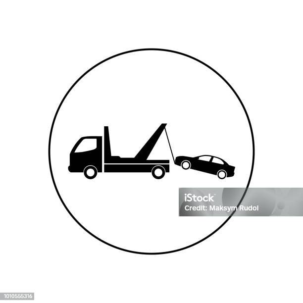 Tow Truck Vector Icon Stock Illustration - Download Image Now - Towing, Tow Truck, Icon Symbol