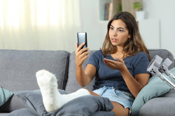Disabled woman having a video call