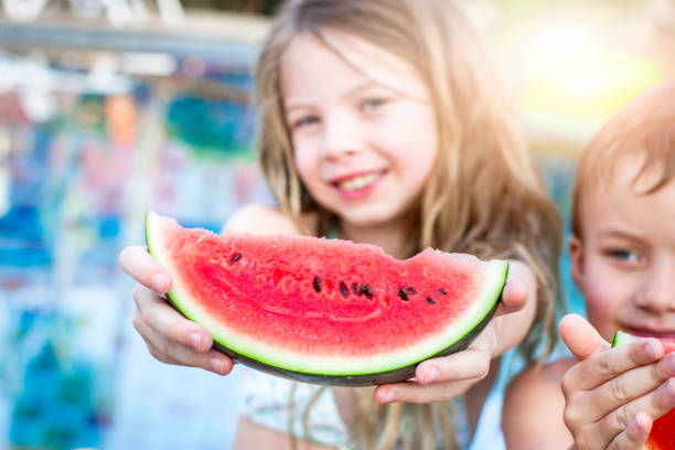 istock Cute Siblings Having Watermelon Outdoors 1010564436
