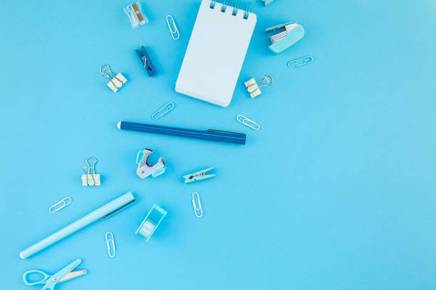 istock Workspace desk styled design office supplies 1010564606