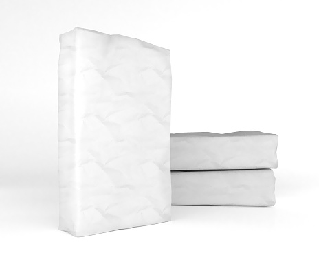 3d rendering of a white sacks of cement on background