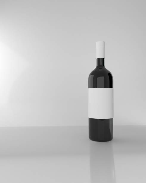 istock Illustration of red wine bottle with blank label. 1010564746