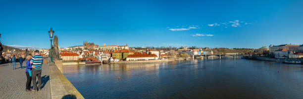 Prague, Czech Republic - April 5, 2018 : Prague is the capital and largest city in the Czech Republic. This is a view from Charles bridge.