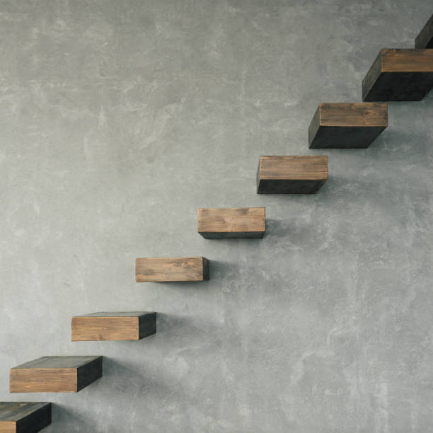 istock Element Cantilevered wooden staircase. Minimalism style 1010569960