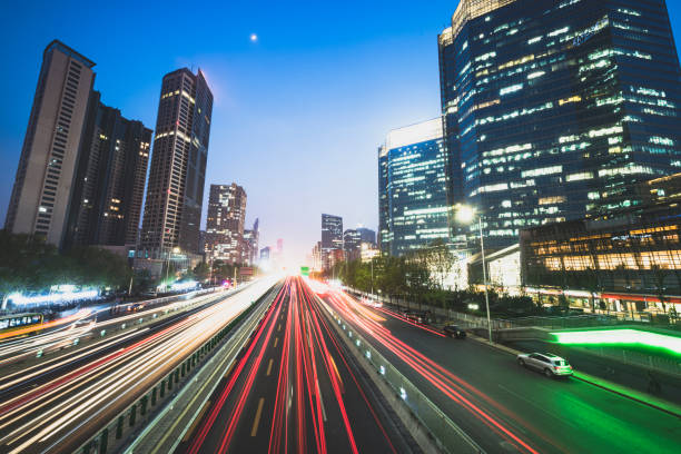 istock The abstract background of high speed road movement at night 1010571858