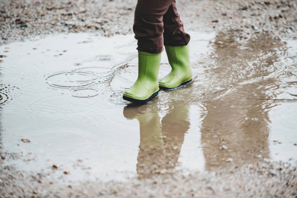 istock Low Section Of Person Walking On Puddle 1010586082
