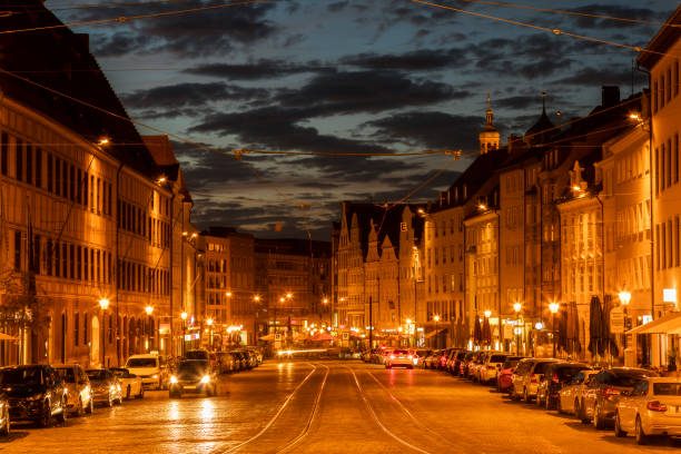 istock Maximilianstrasse at dusk, Augsburg, Bavaria, Germany. 1010590448