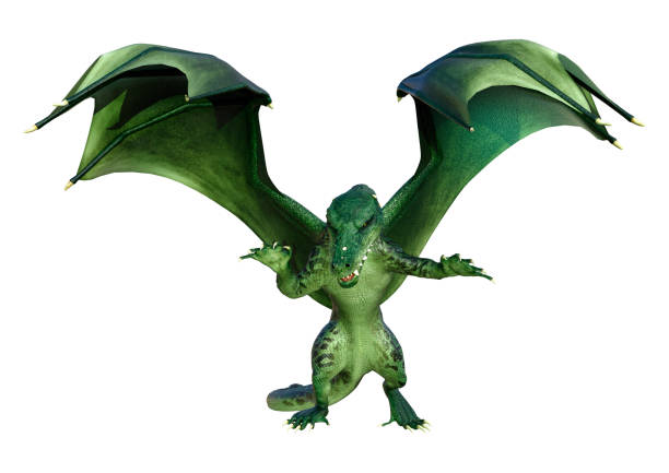 istock 3D illustration green fairy tale dragon on white 1010590480