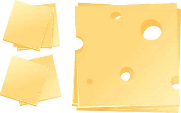 Vector illustration of Different slices of cheese