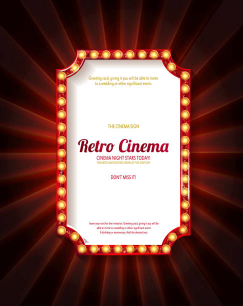 roter rahmen mit glühbirnen - bühnentheater stock-grafiken, -clipart, -cartoons und -symbole