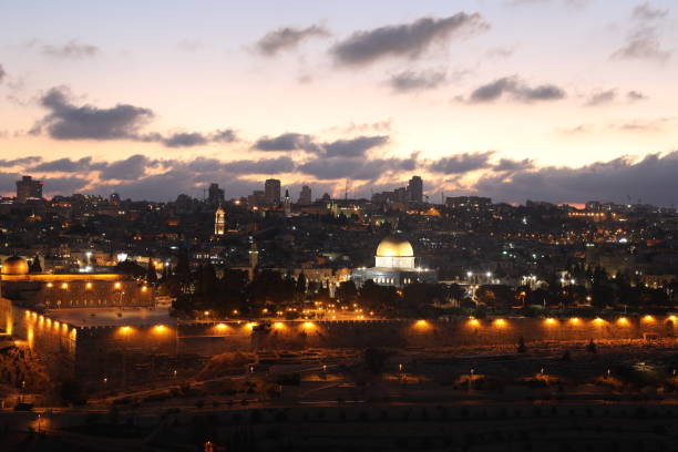 istock Jerusalem old city sunset night aerial view 1010614634