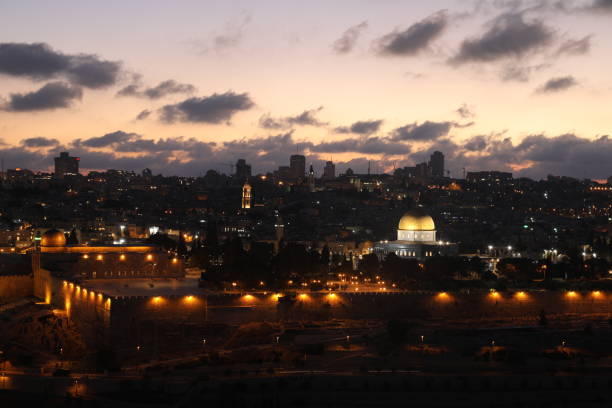 istock Jerusalem old city sunset night aerial view 1010614692