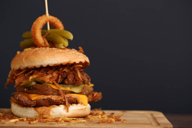 istock Burger with chicken breast and fried onions 1010625606