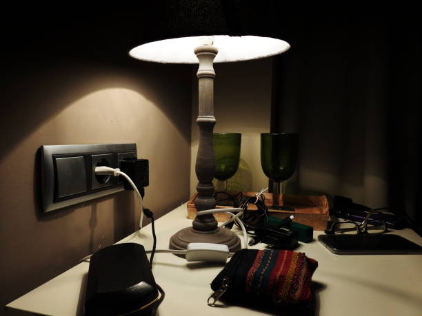 A small hotel table full of travel utensils, preparing the morning of the next day