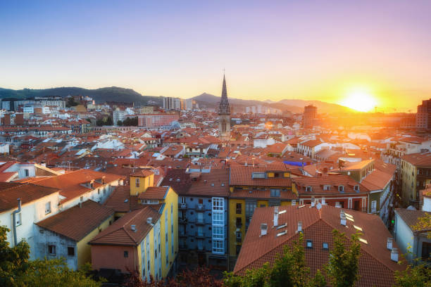 istock panoramic views of Bilbao old town at sundown, Spain 1010634044