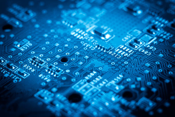 computer electronic microcircuits. macro. blue computer electronic microcircuits. macro blue motor racing track photos stock pictures, royalty-free photos & images