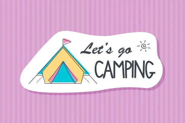 Vector illustration of Summer poster card. Lets go camping