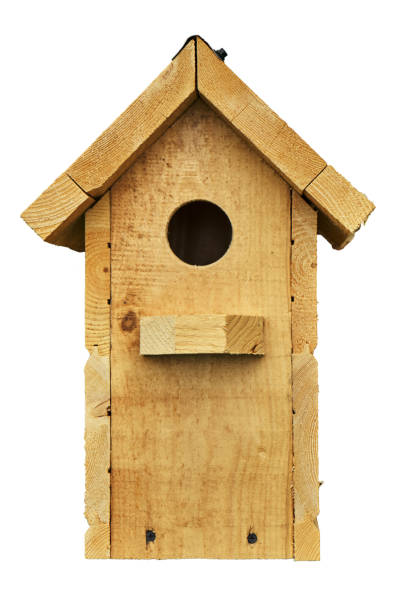 drewniana budka dla ptaków odizolowana na białym - birdhouse birds nest box isolated zdjęcia i obrazy z banku zdjęć