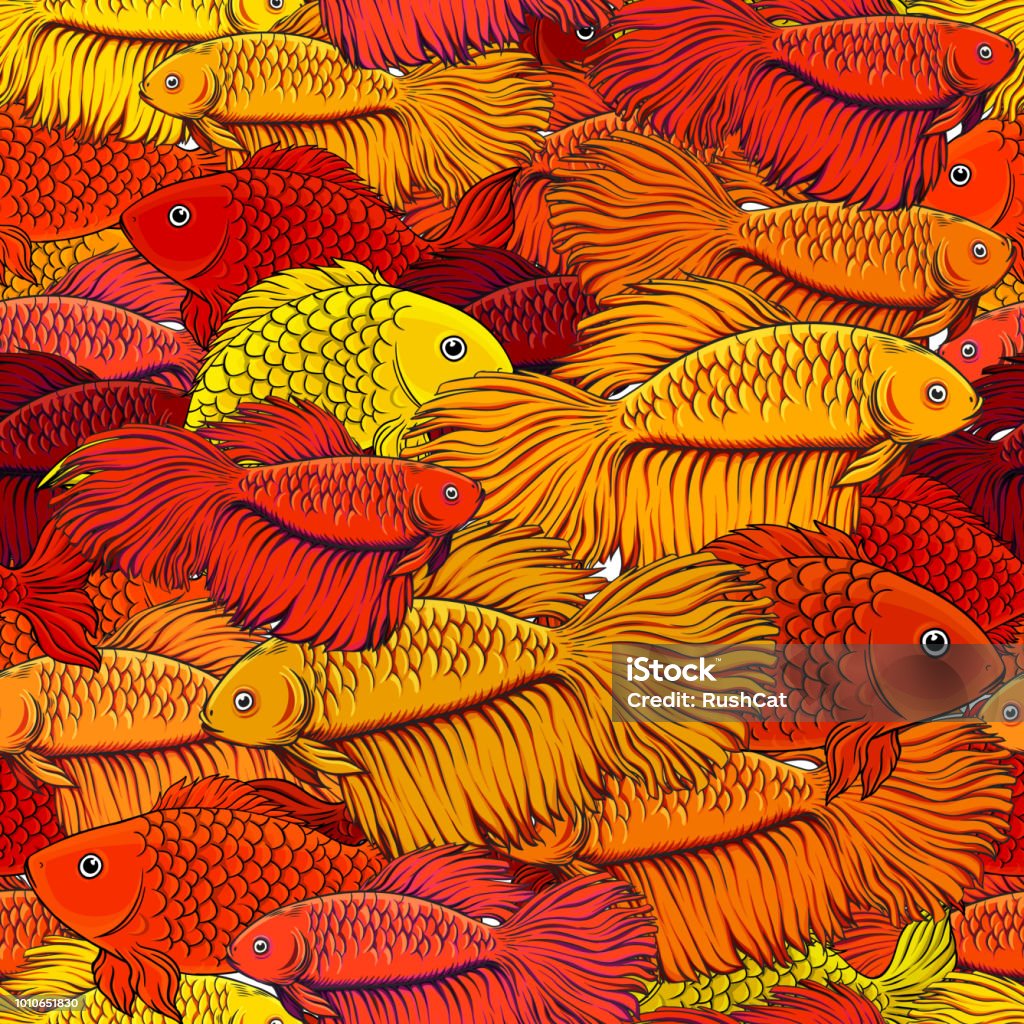 Fishig Red Pattern Pattern With Red Fish Stock Illustration - Download Image Now ...