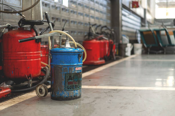 istock lubricating oils tank in the garage with soft-focus and over light in the background 1010654980