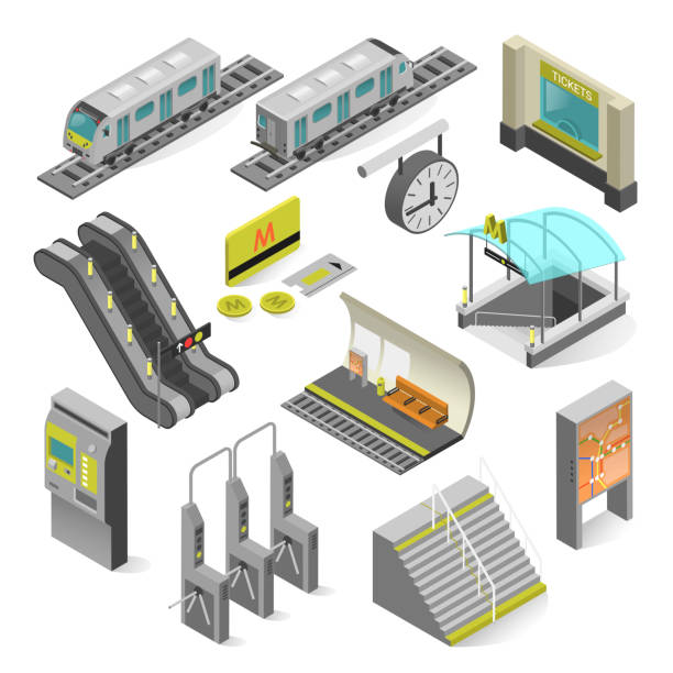 地下鉄駅等尺性 - 交通輸送施設点のイラスト素材／クリップアート素材／マンガ素材／アイコン素材