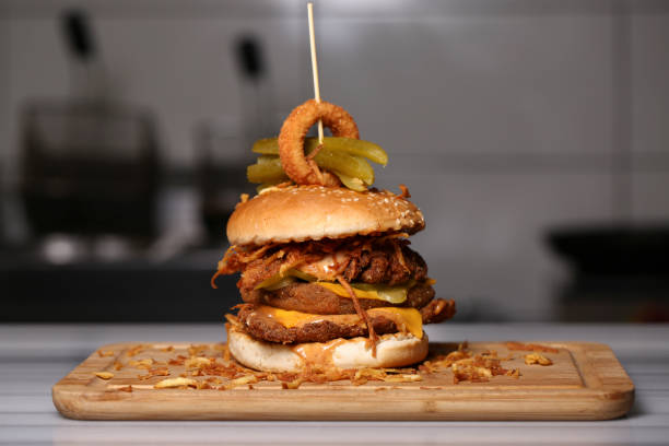 istock Burger with chicken breast and fried onions 1010664626