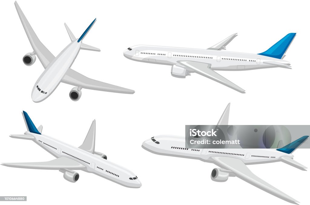 Un conjunto de avión comercial - arte vectorial de Avión libre de derechos