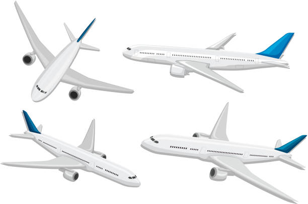 A set of commercial airplane A set of commercial airplane illustration airplane illustrations stock illustrations