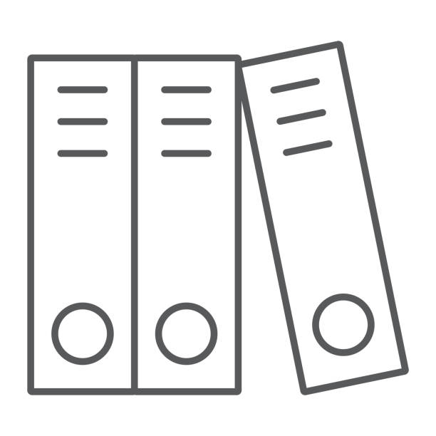 pierścień segregator cienka ikona linii, biuro i praca, znak folderu pliku, grafika wektorowa, wzór liniowy na białym tle, eps 10. - ring binder file document organization stock illustrations