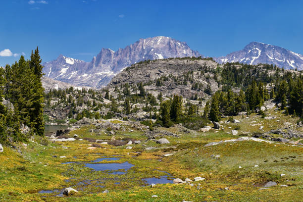 istock Wind River Range, Rocky Mountains, Wyoming, views from backpacking hiking trail to Titcomb Basin from Elkhart Park Trailhead going past Hobbs, Seneca, Island, Upper and Lower Jean Lakes as well as Photographers point. 1010675398