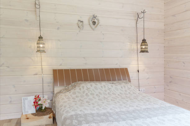 istock Bright and comfortable bedroom interior design in scandinavian style 1010676156