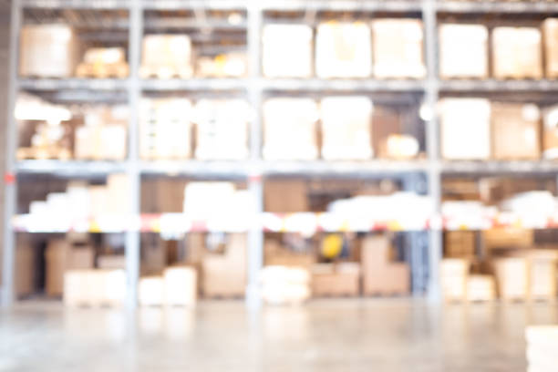 istock Blurred business background, Blur warehouse with bokeh light background 1010678430