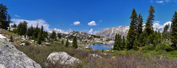 istock Wind River Range, Rocky Mountains, Wyoming, views from backpacking hiking trail to Titcomb Basin from Elkhart Park Trailhead going past Hobbs, Seneca, Island, Upper and Lower Jean Lakes as well as Photographers point. 1010678636