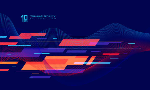 istock Abstract technology geometric and twist lines colorful on dark blue background. 1010696638