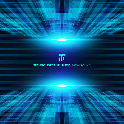 Abstract blue virtual technology concept futuristic digital perspective background with space for your text. Vector illustration