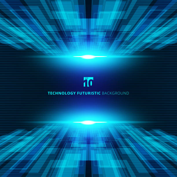 Abstract blue virtual technology concept futuristic digital perspective background with space for your text. Abstract blue virtual technology concept futuristic digital perspective background with space for your text. Vector illustration light speed stock illustrations